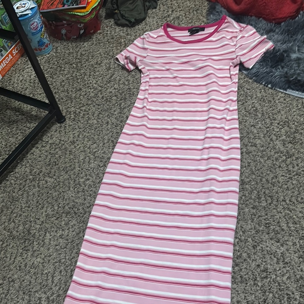 Pink and White Striped Dress
